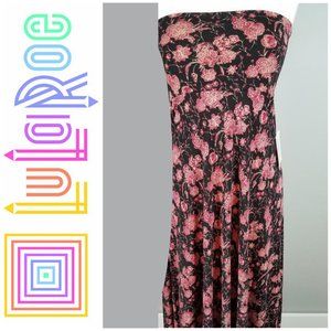 Maxi Skirt - Flower Print - Silky Feel - Black Red Cream - NEW